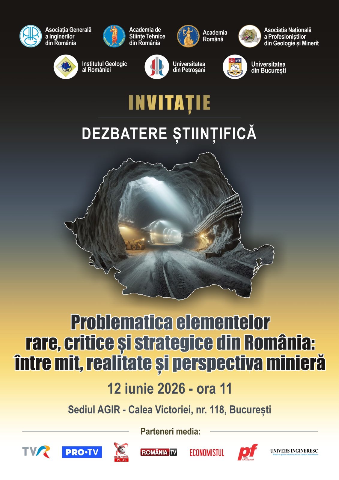 Dezbatere științifică: Problematica elementelor rare, critice și strategice din România: între mit, realitate și perspectiva minieră”