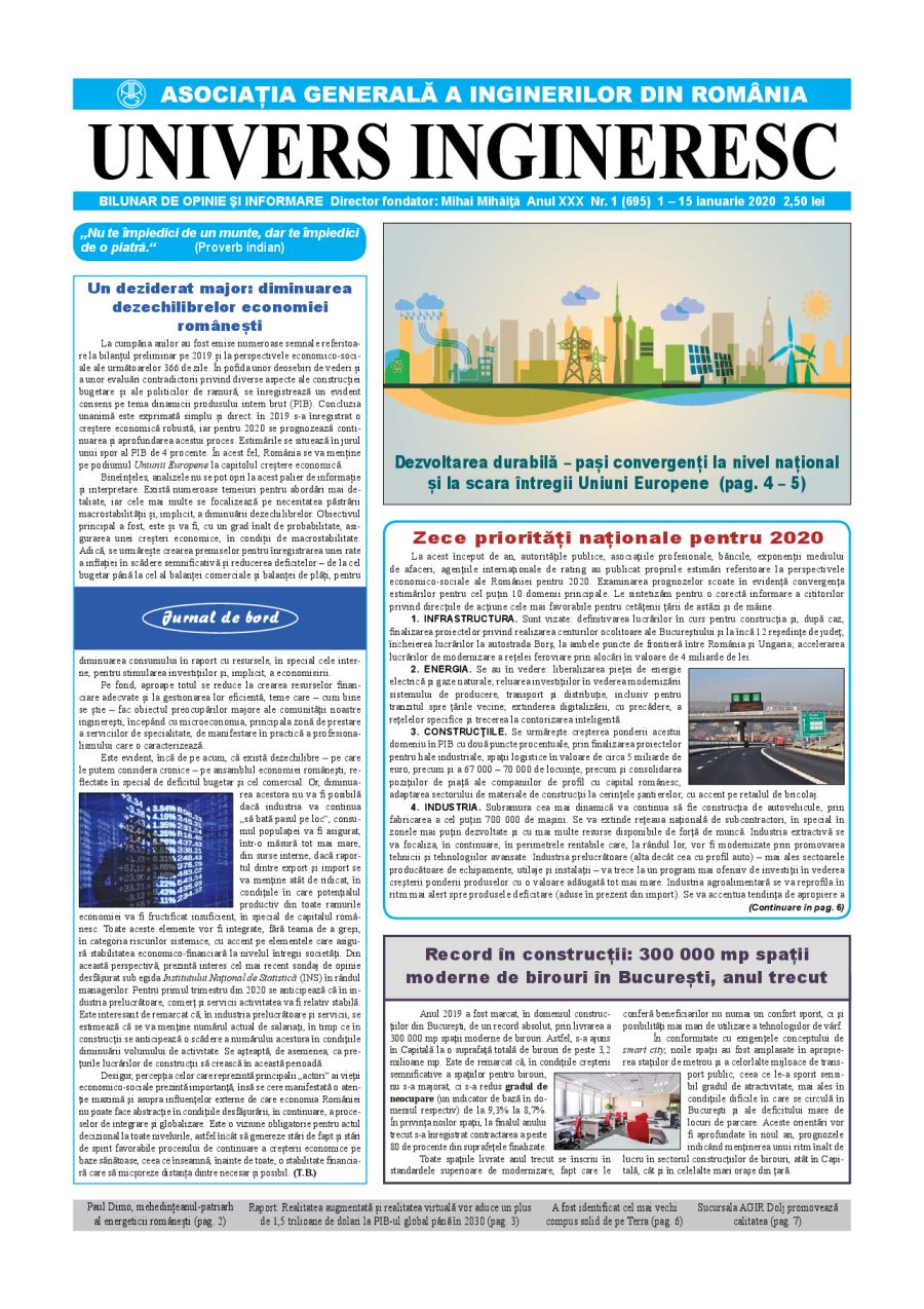 Coperta Univers Ingineresc nr. 1/2020